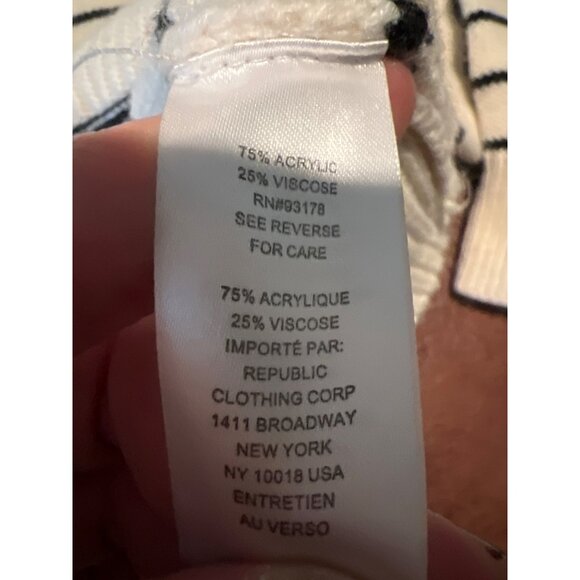 Tahari Womens Cream & Black Striped Knit Sweater Size XL - Picture 7 of 8